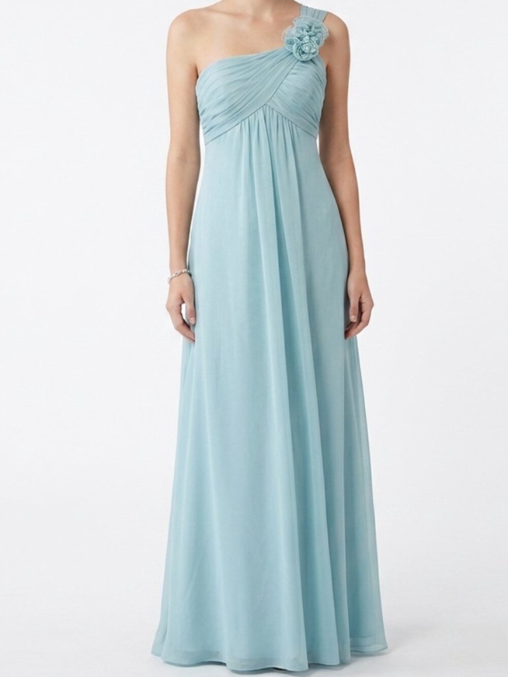 Belsoie "Seaglass" One Shoulder Chiffon Bridesmaid/Formal Gown NEW- Sz. 10